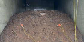 Inside a composting vessel