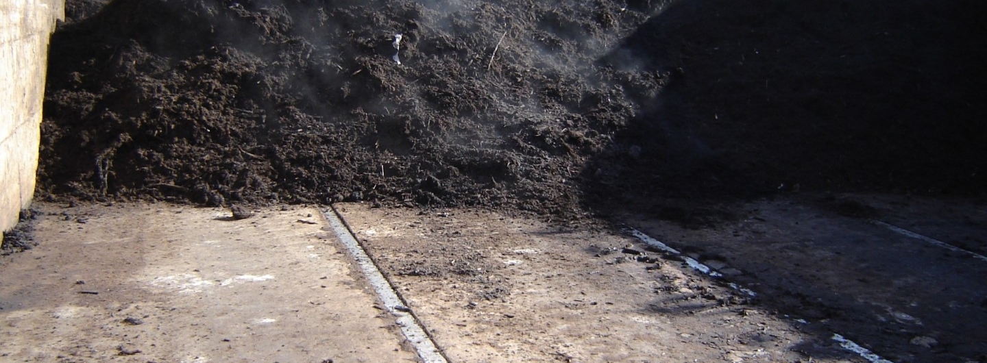 steaming compost on aeration floor