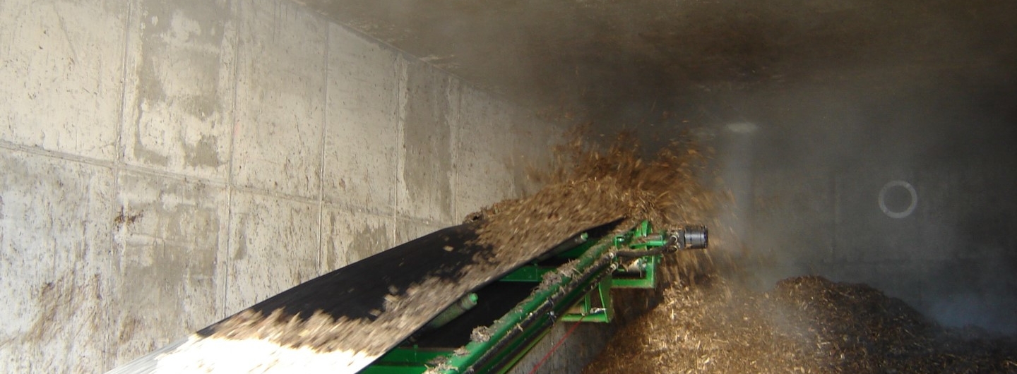 Feedstock conveyor inside in-vessel tunnel