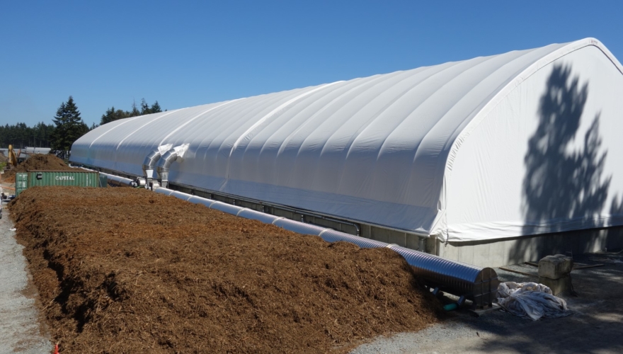 exterior of in-building aerated static pile compost system with external biofilter