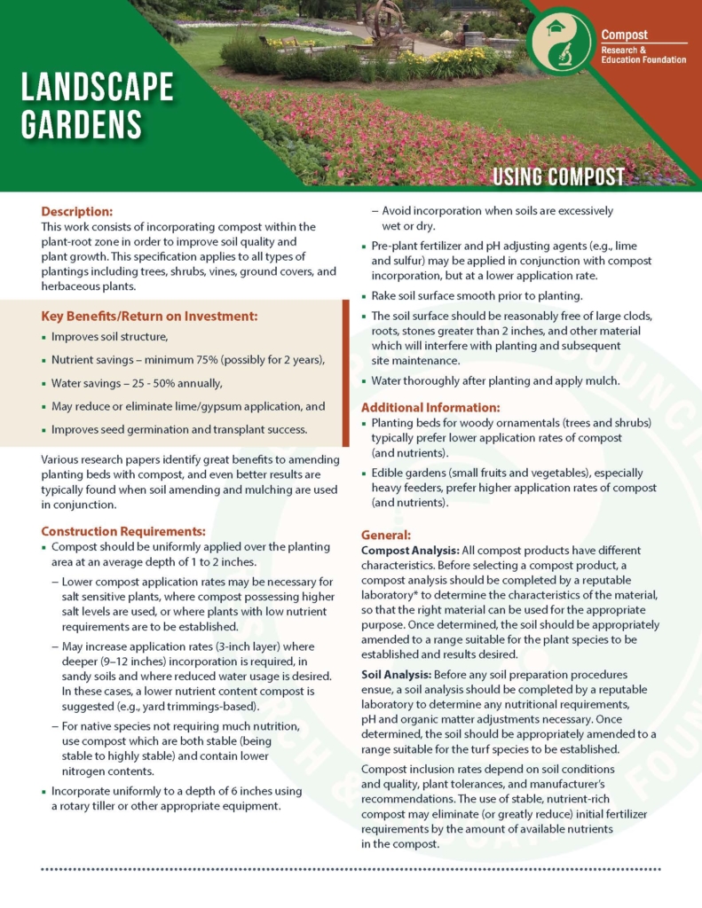 First page of the "Landscape Gardens" composting factsheet