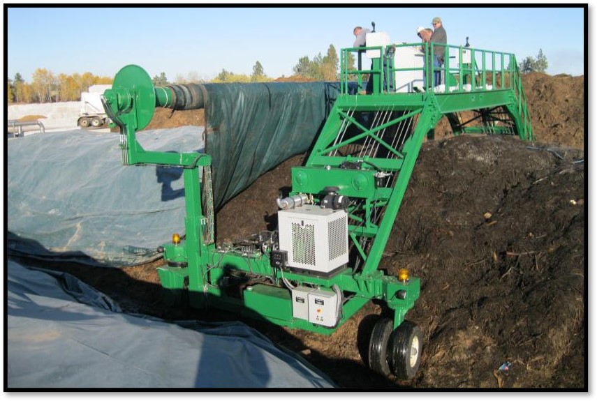 straddle winder cover system for compost piles