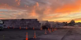 Primary composting bunkers at sunrise