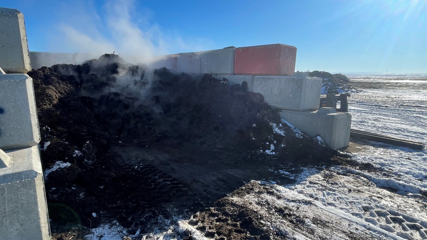View of steaming pile in winter