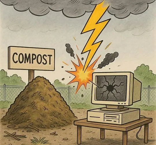 lightning striking a compost computer