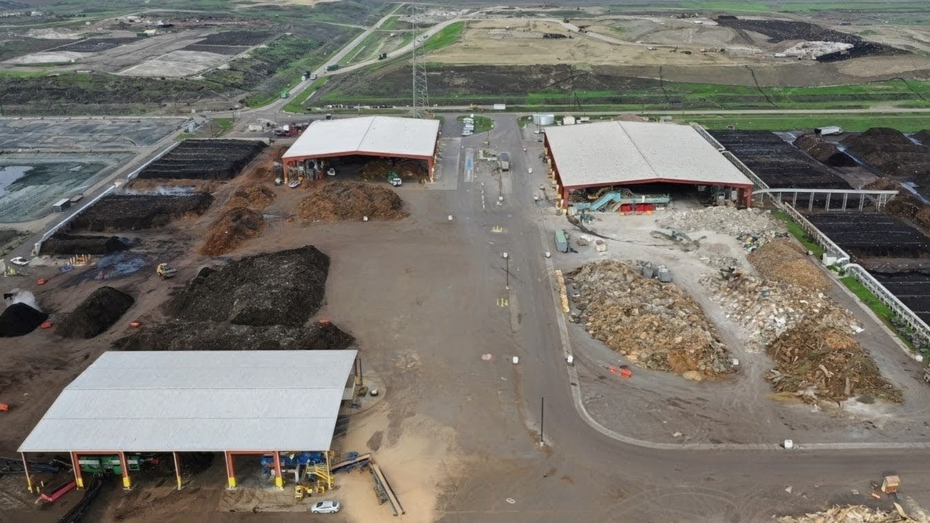 compost site with processing building