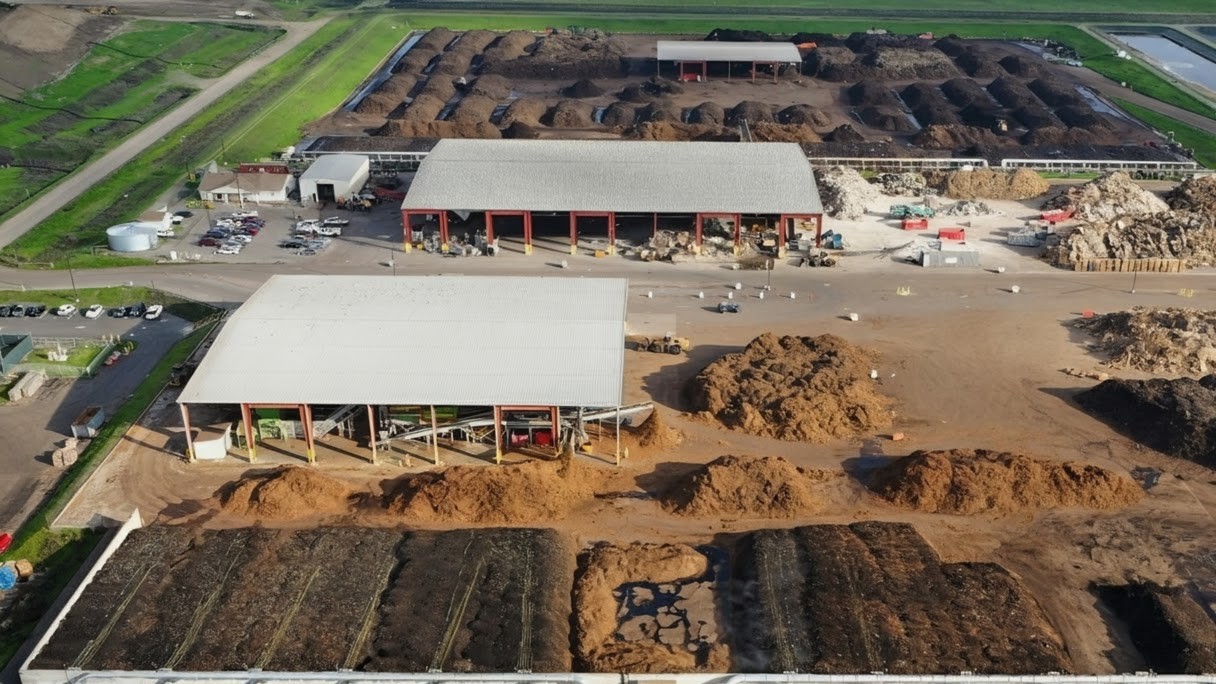 compost site with processing building