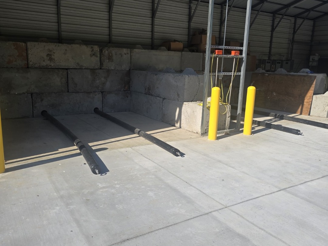 pipes on a concrete floor