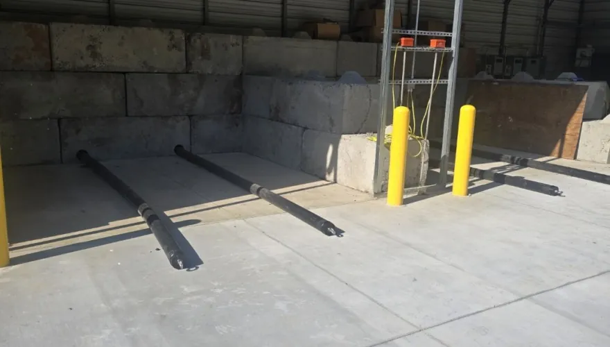 pipes on a concrete floor