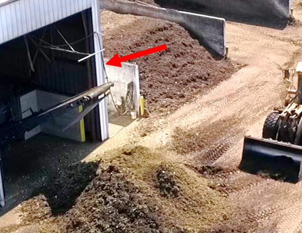 contact water introduced at shredder discharge